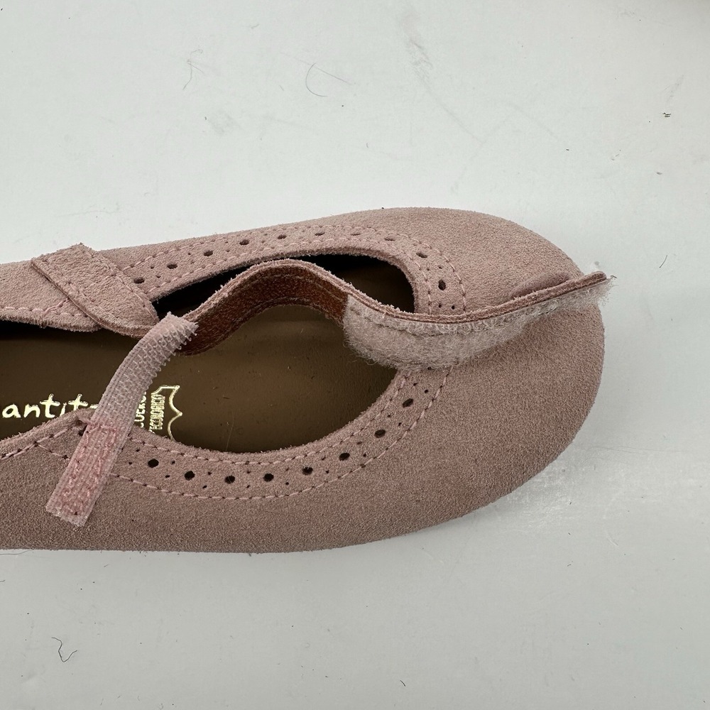 Elephantito Suede Leather Mary Jane Scalloped Edge Pink Girls Size 7 US 24 EU - Picture 5 of 12